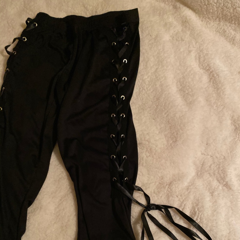 Stretchy Bellbottom Leggings w/ Lace up sides